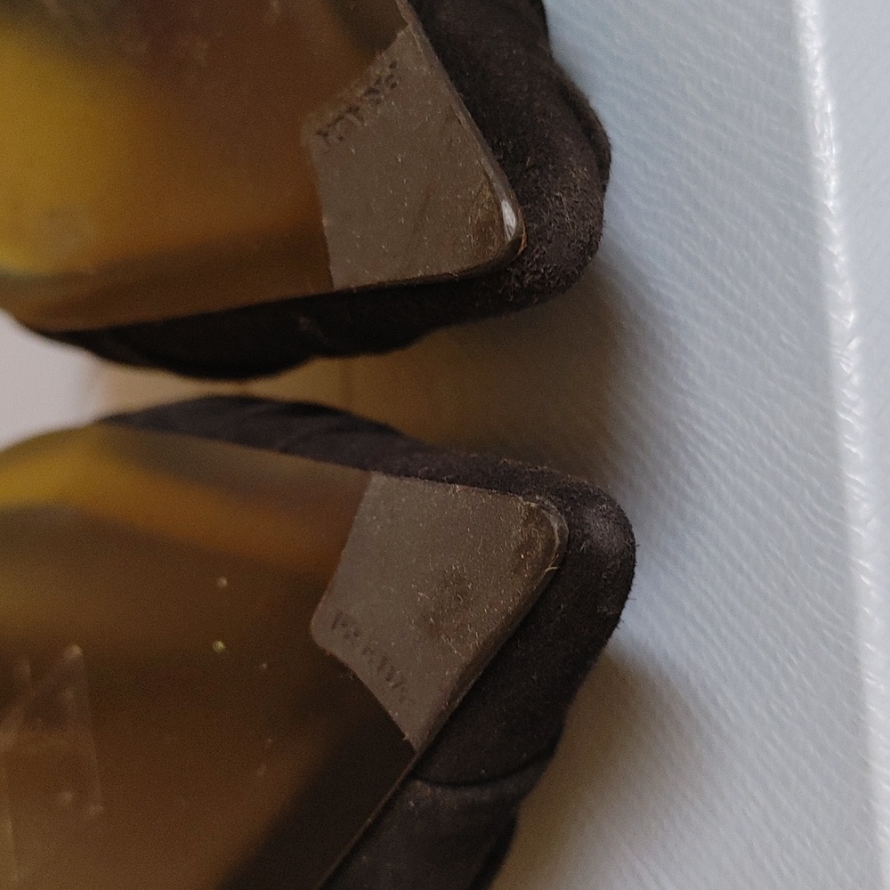 Prada Camoscio Black Suede Sling Back Size 40 - Picture 7 of 12